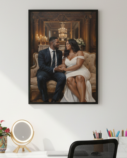 Oil painting framed print